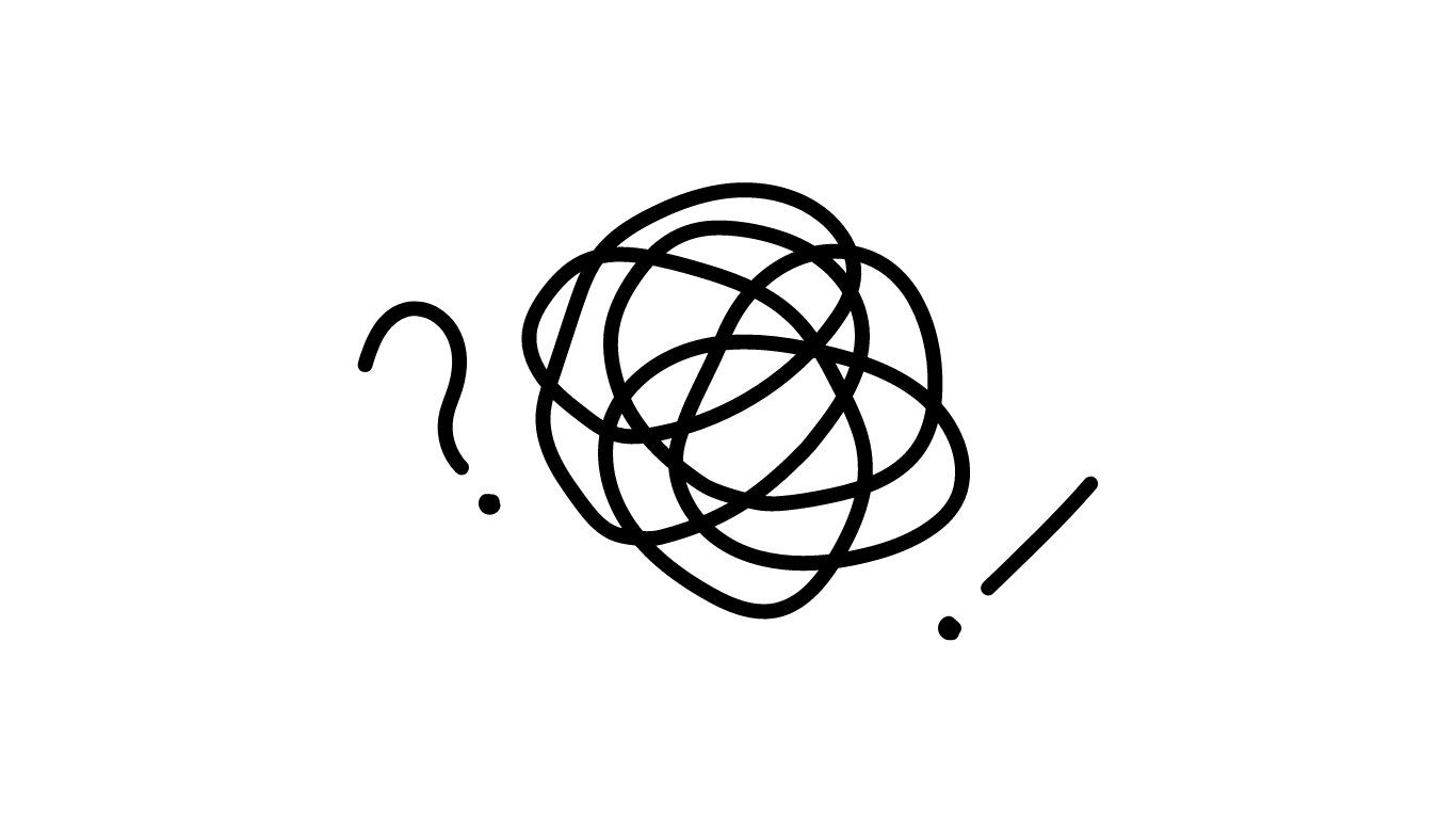21 a question mark, squiggly line and an exclamation point icon.