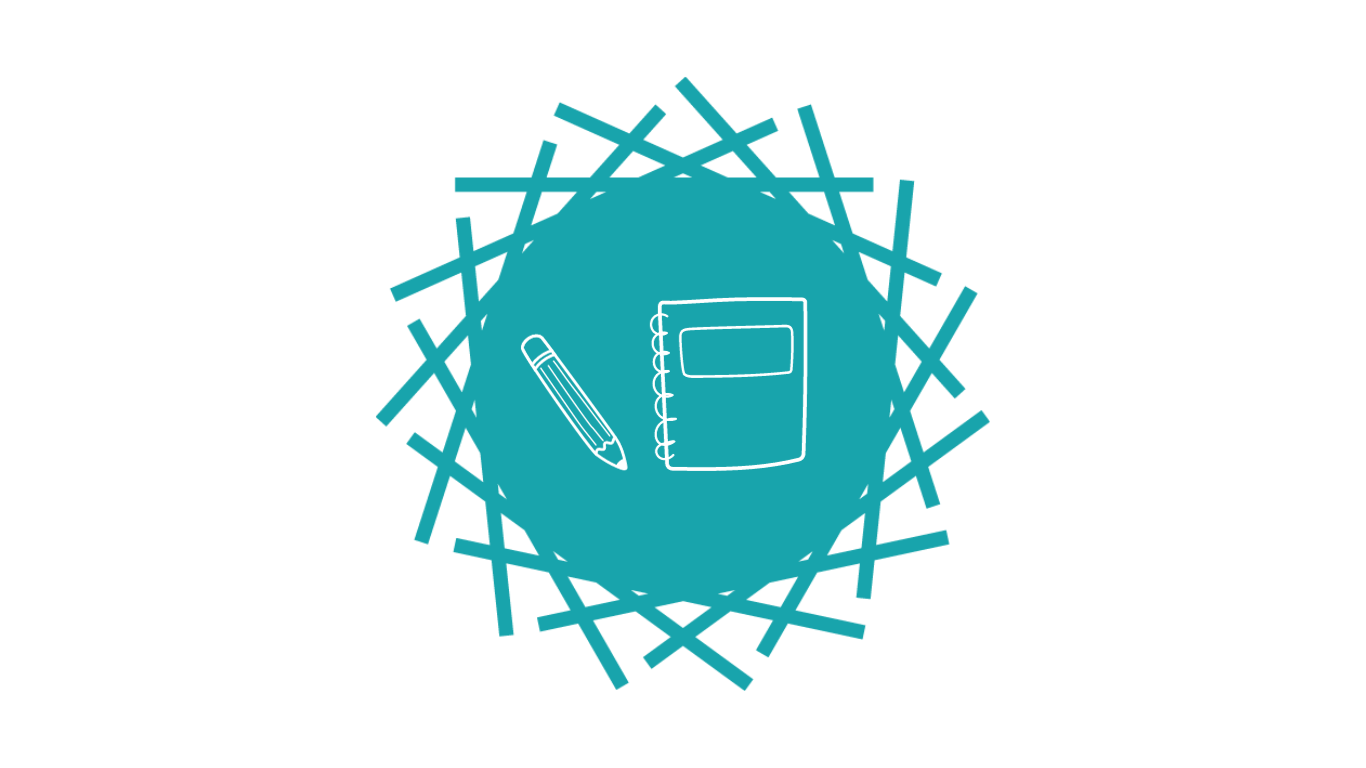 8 an icon with a notebook and pen, symbolizing school workshops.
