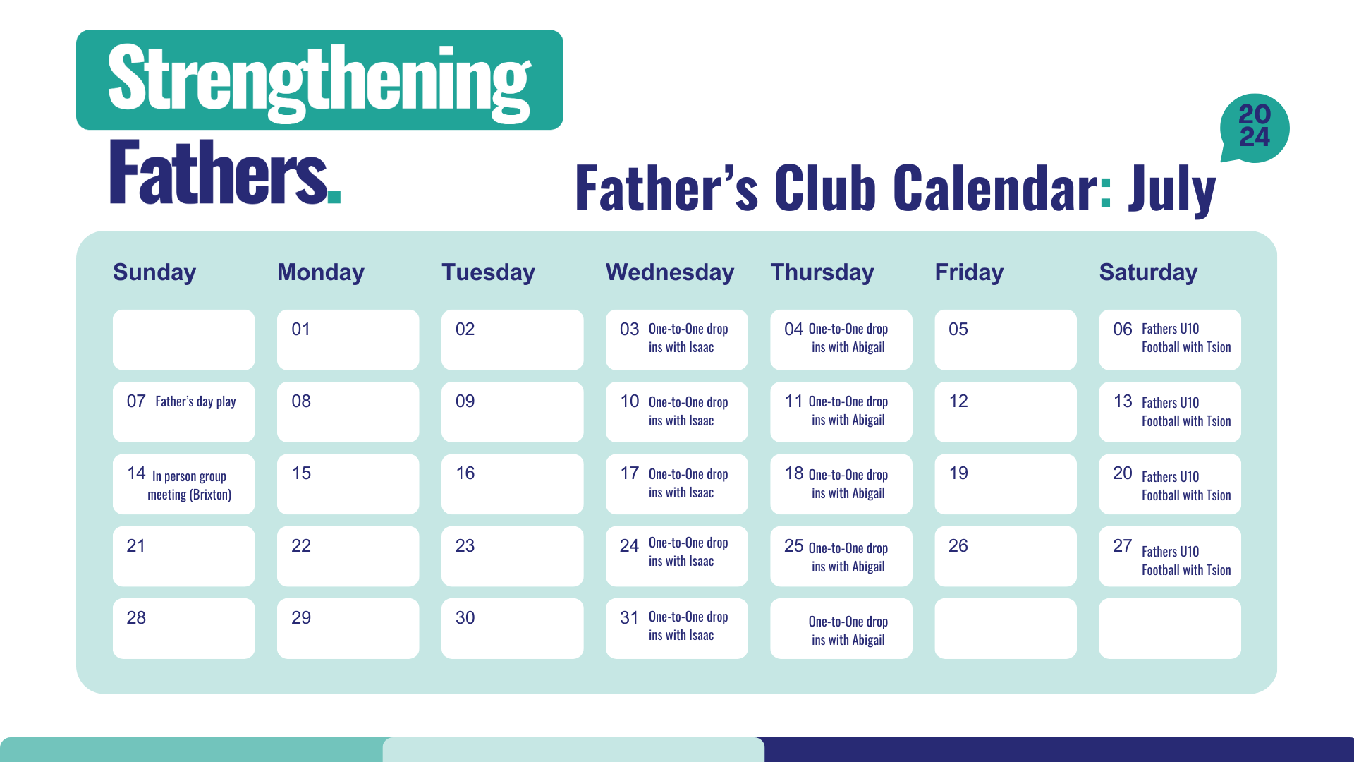 father's club calendar for july