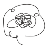 a speech bubble with a squiggle inside